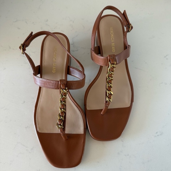 New Veronica Beard Andie Leather chain Slingback heeled sandal size: 6 - Picture 2 of 4